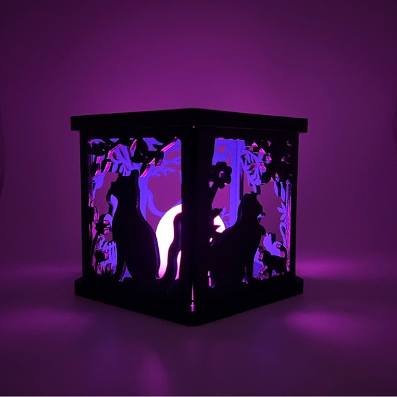 Cat Shadowbox Color Changing LED Lantern - Lamp - Nightlight - Picture 1 of 7